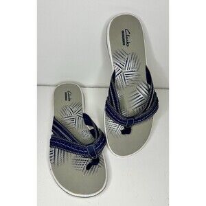 Clarks Collection Sandals Womens Sz 10 Breeze Sea Thong Flip Flop Blue Slip On